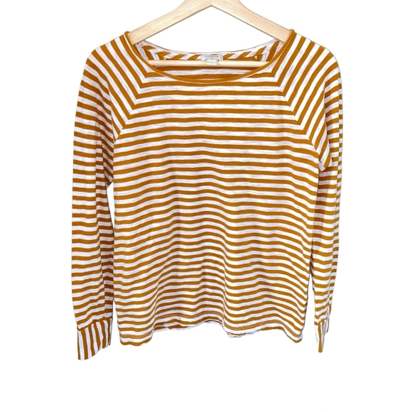 J. Crew Brown and White Stripe Long-Sleeve Shirt Small - Picture 1 of 7